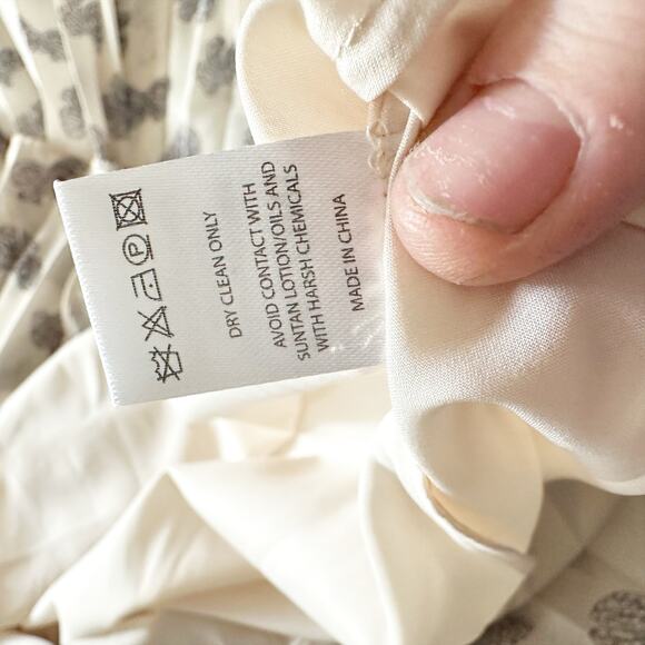 NWOT Saloni Denise Bow Print Silk Midi Dress Cream & Black Women's Size 2 - Picture 15 of 15